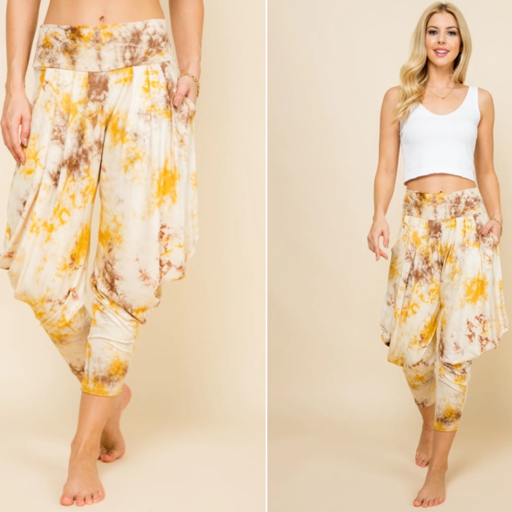 Kooniez Harem Pants - Mustard Tie-Dye